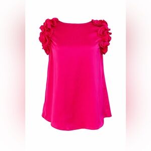 Jodifl Hot Pink Ruffle Sleeve Blouse Size Small Statement Top